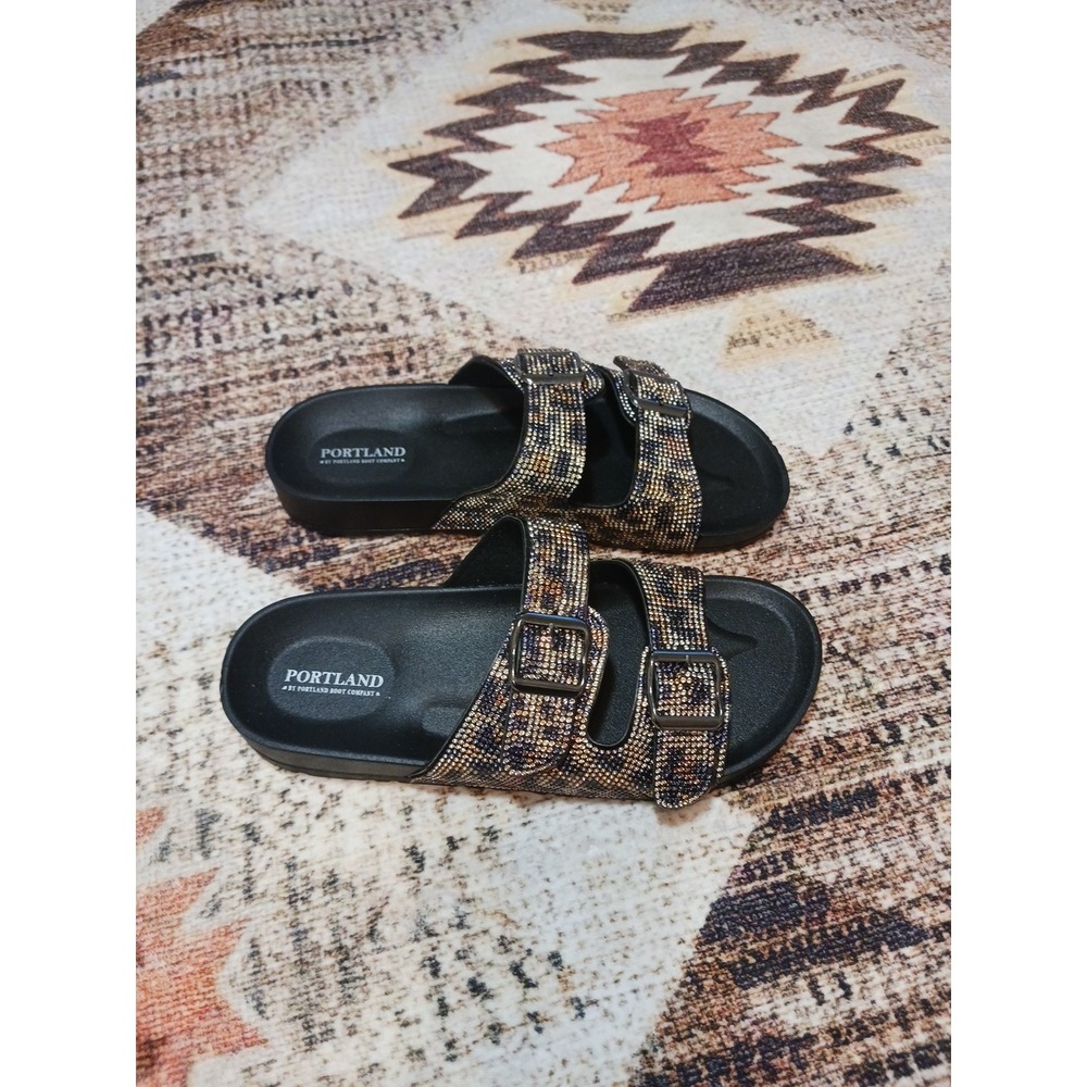 Portland‎ by Portland Boot Company sandals double buckle animal print size 8 - Picture 2 of 6